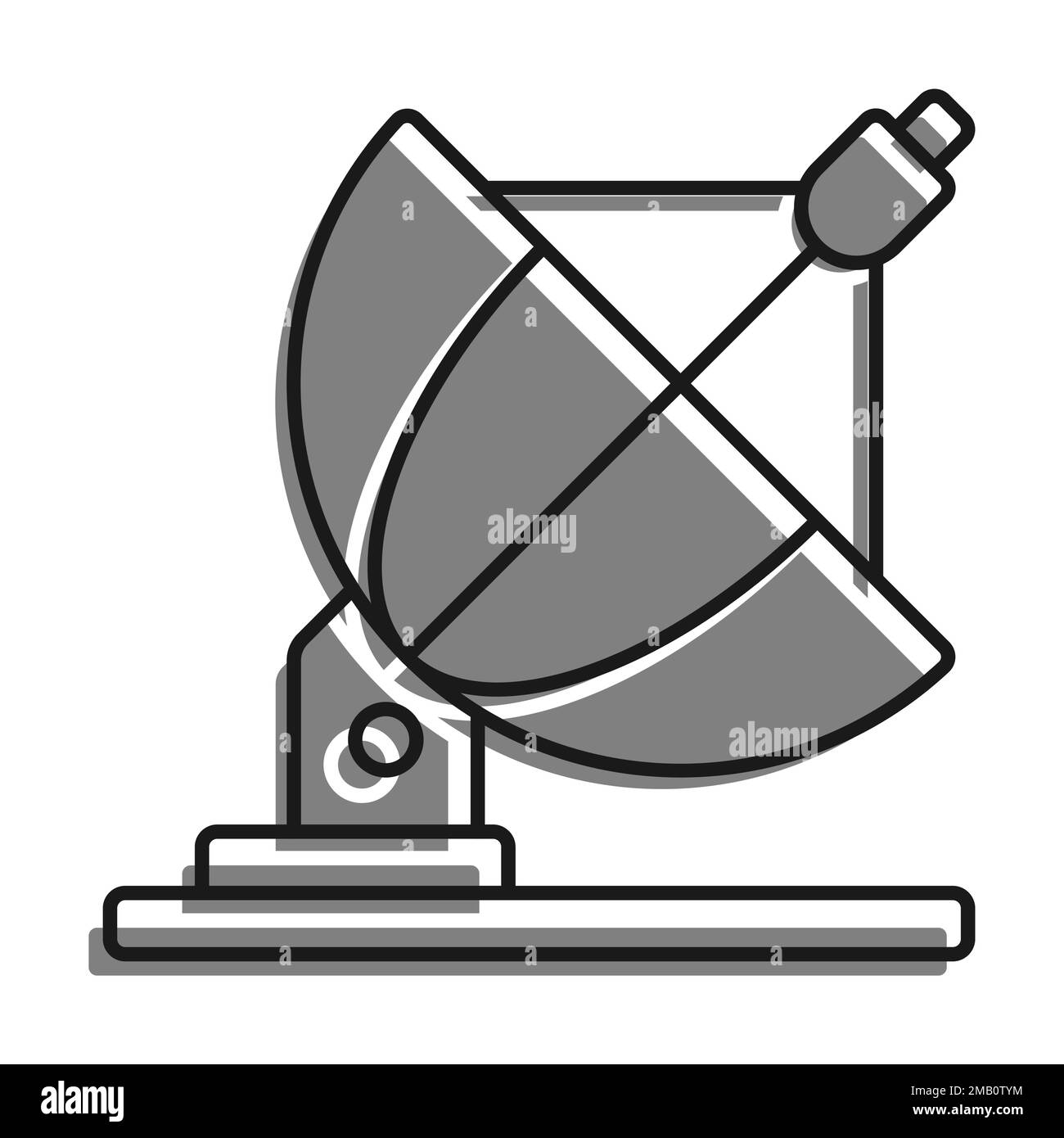 Lineares Radioteleskop mit grauem Farbsymbol zur Erkundung des Universums und des Weltraums. Ostronomische Beobachtungen An Stars. Entdeckungen In Der Astrophysik. Stock Vektor