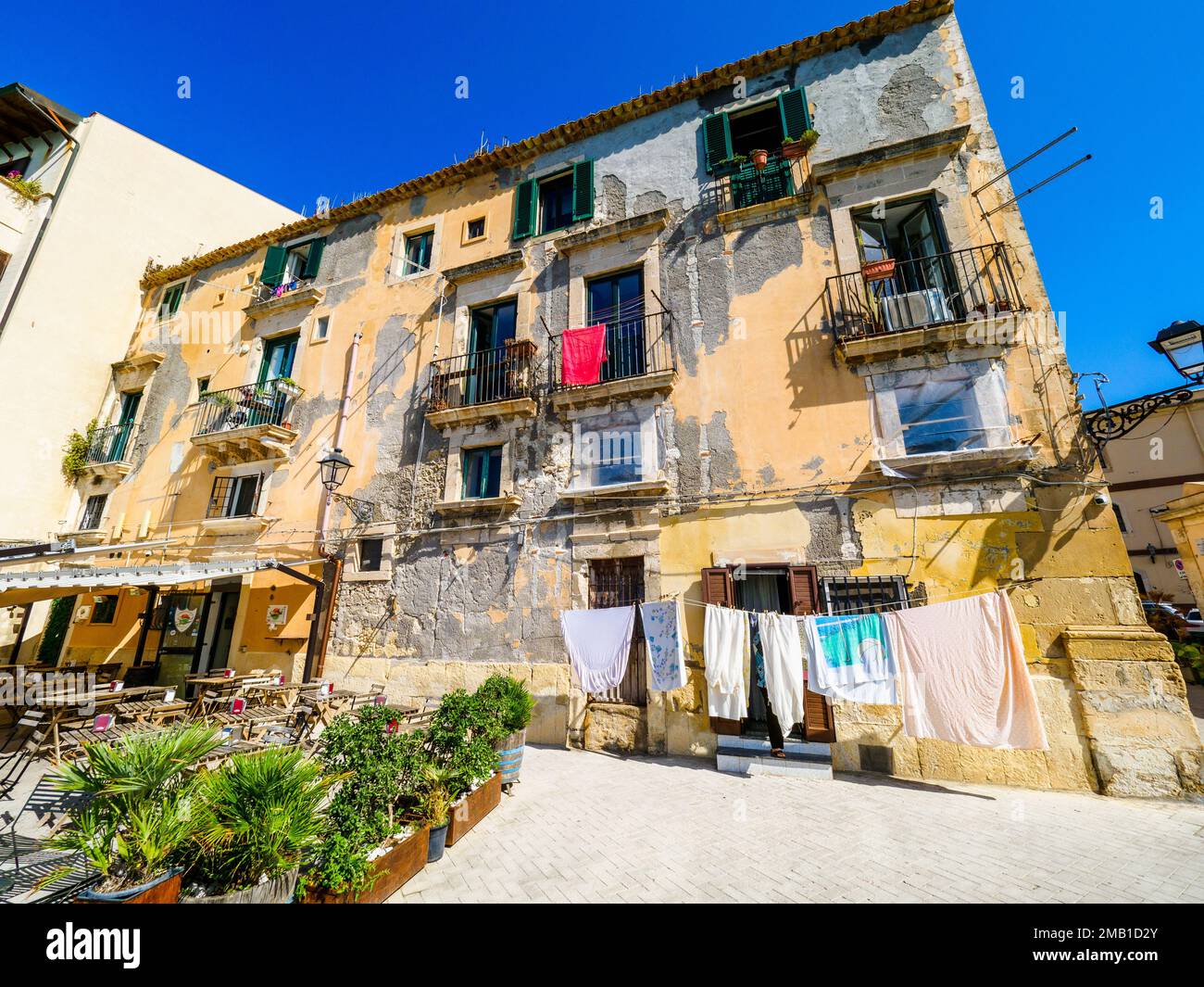 Häuser in Ortigia - Syrakus, Sizilien, Italien Stockfoto