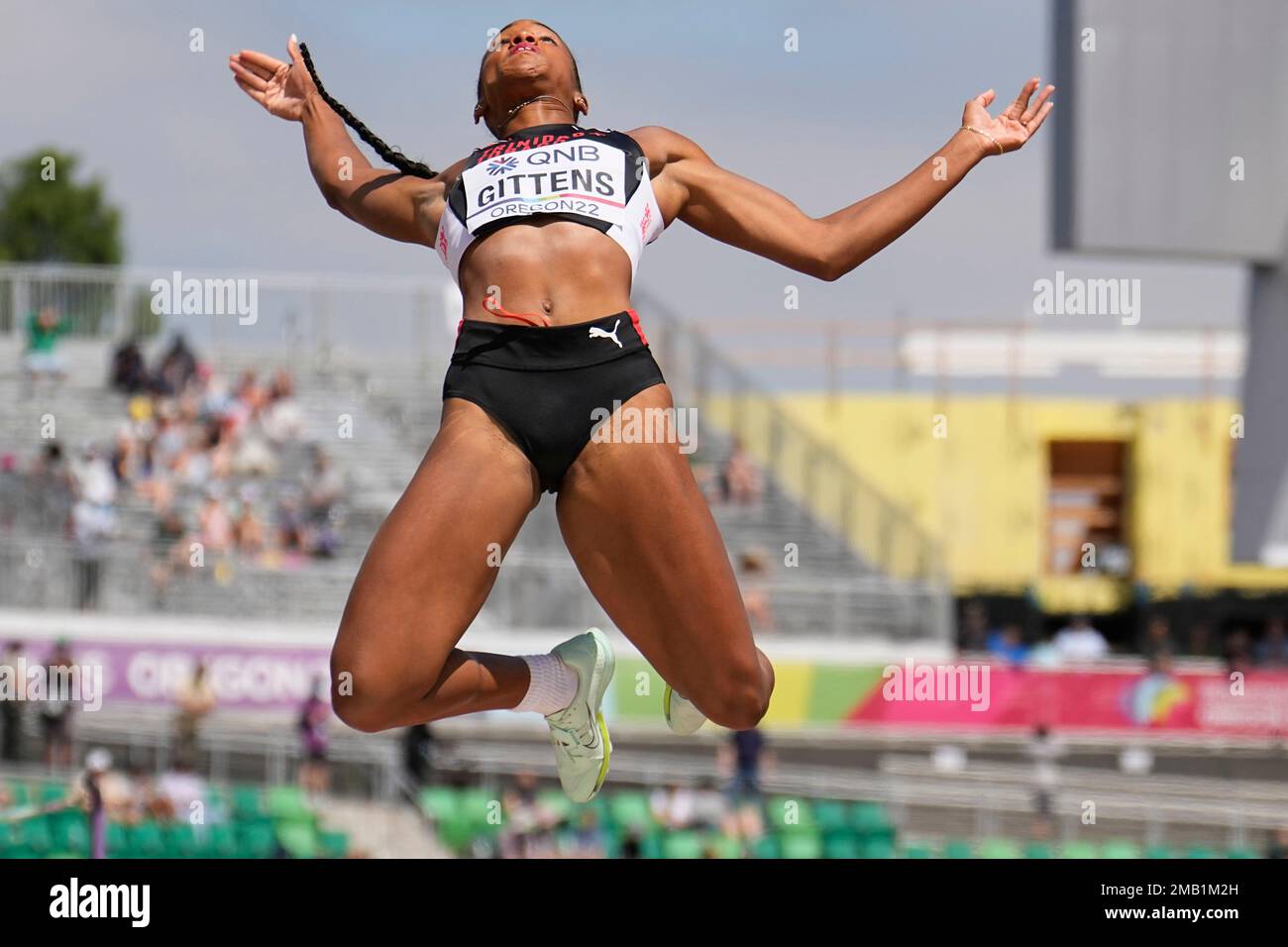 Terry Gittens Tyra Gittens, of Trinidad And Tobago, competes in qualifications for ...