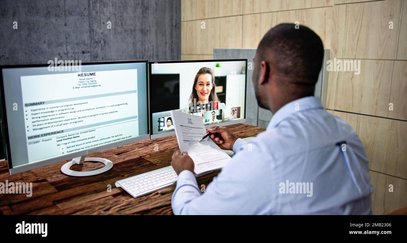 Online-Videokonferenz Vorstellungsgespräch Meeting-Anruf Stockfoto