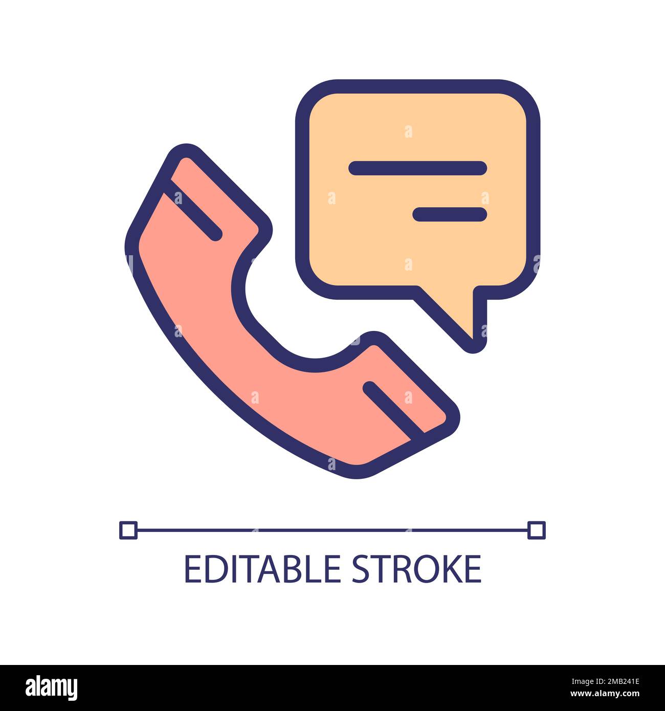 Mobiltelefon mit Sprechblase Pixel Perfect RGB-Farbsymbol Stock Vektor