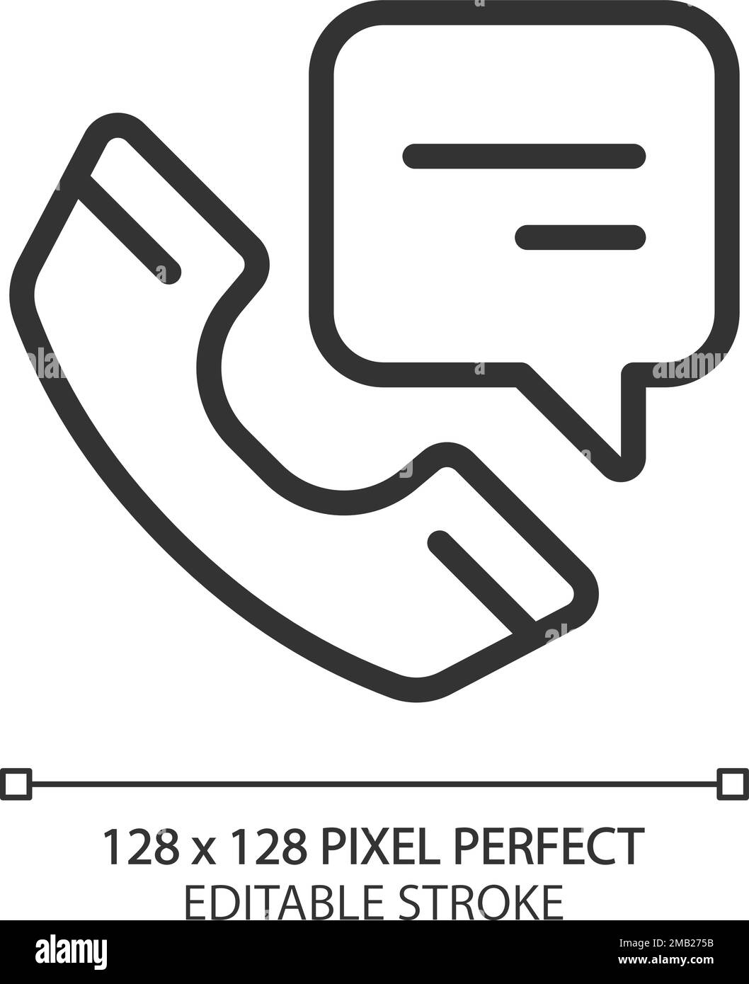 Mobiltelefon mit perfekt linearem Symbol für Sprechblasen-Pixel Stock Vektor