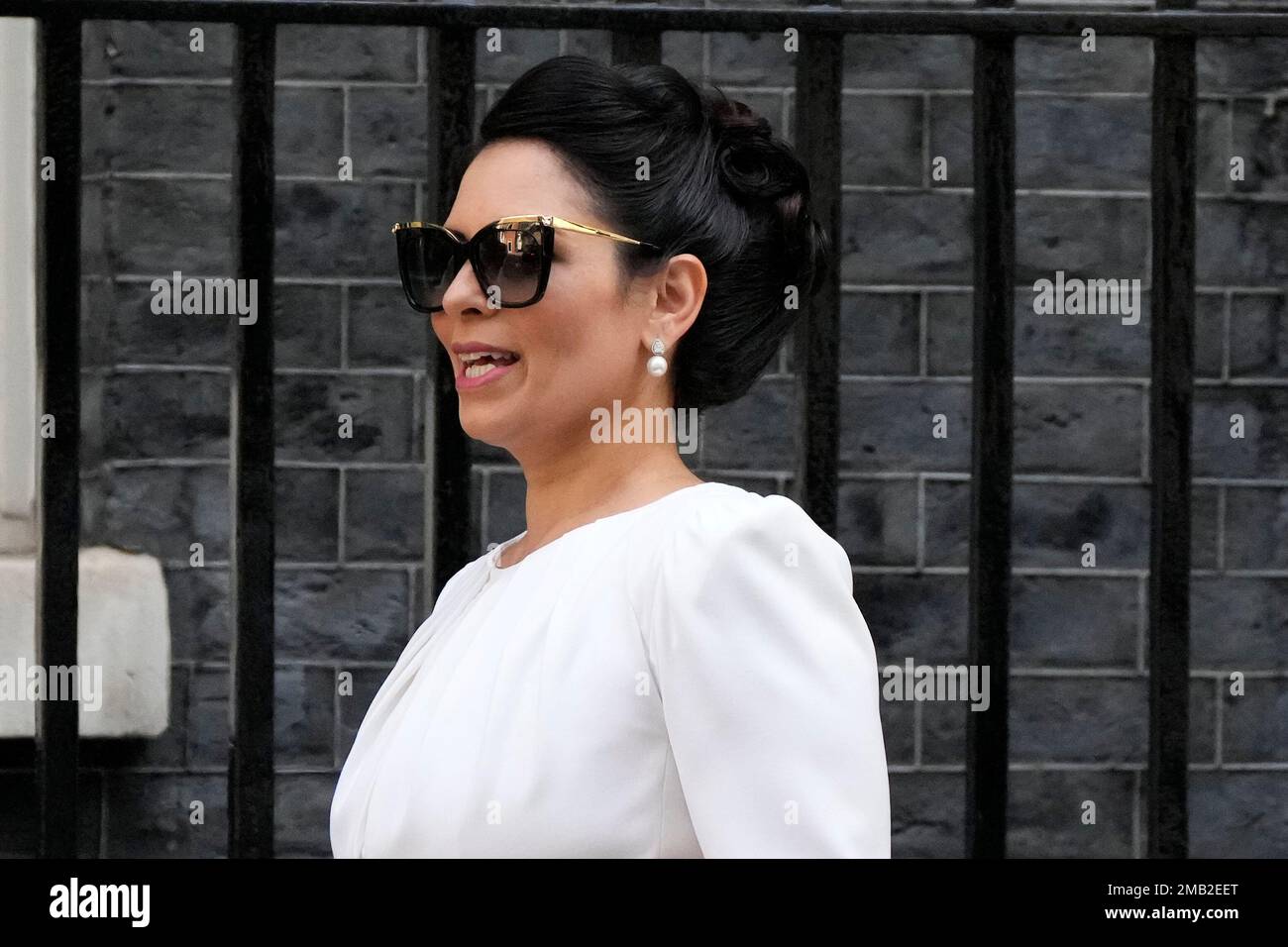 Britain's Home Secretary Priti Patel arrives for a meeting at