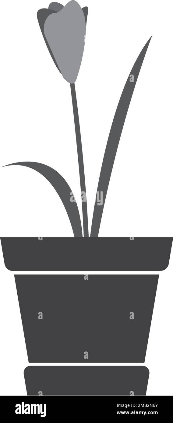 Blume in der Vase Logo-Beschreibung Stock Vektor