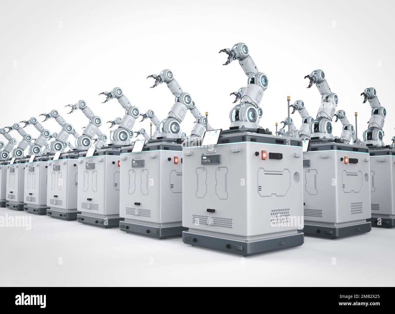 3D Anzahl der tragbaren Roboterarme mit Stationsmodul im Werk Stockfoto