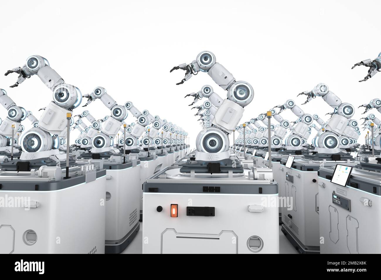 3D Anzahl der tragbaren Roboterarme mit Stationsmodul im Werk Stockfoto