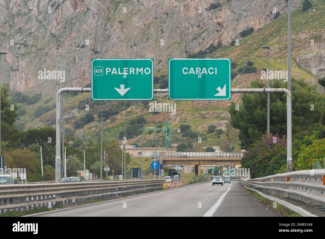 Palermo, Italien - 09. Januar 2023 - die Autobahnkreuzung Capaci, Schauplatz des Mafia-Massakers von 1992 Stockfoto