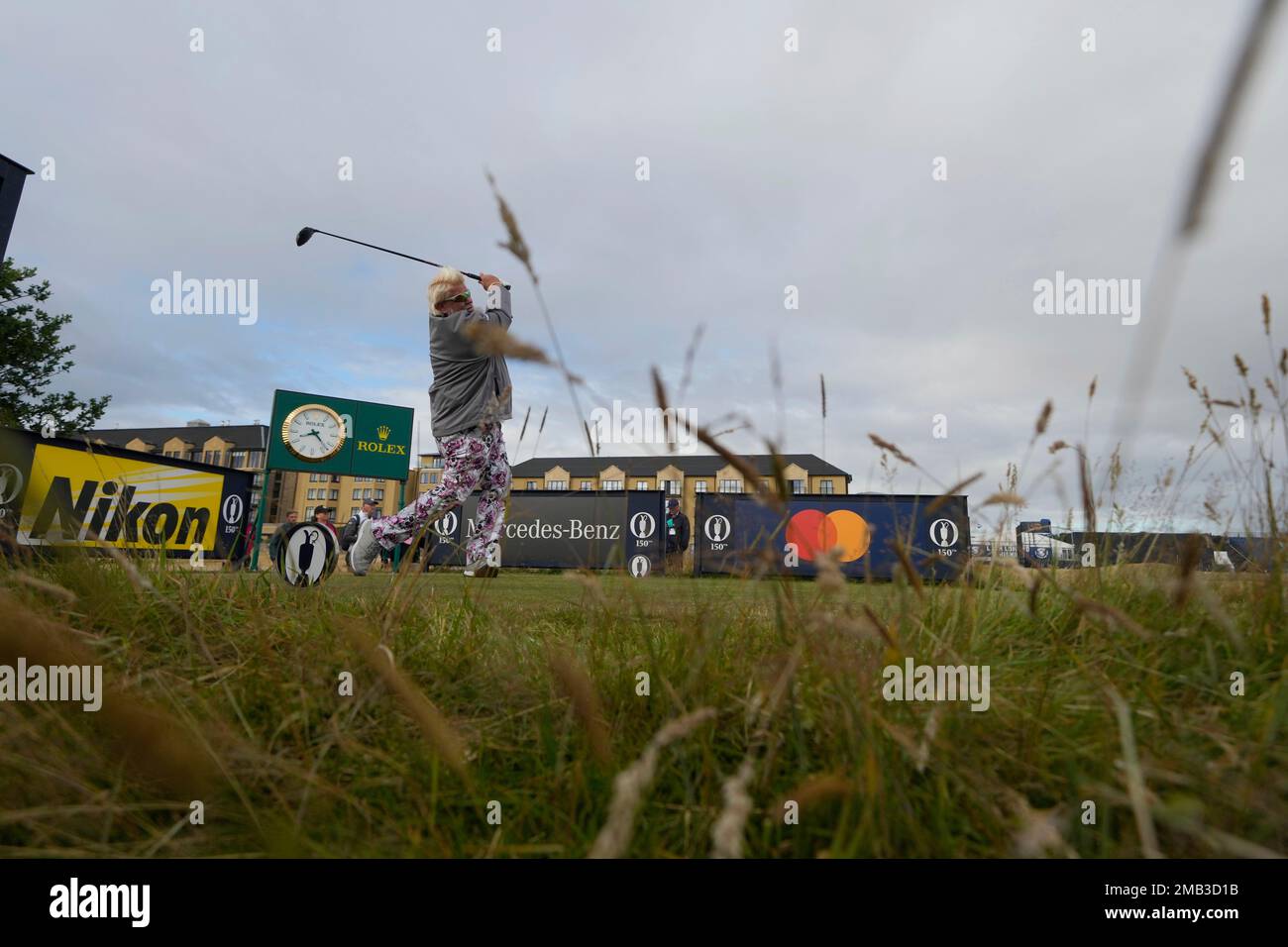 John Daly of the US plays from the 3rd tee during the first round of