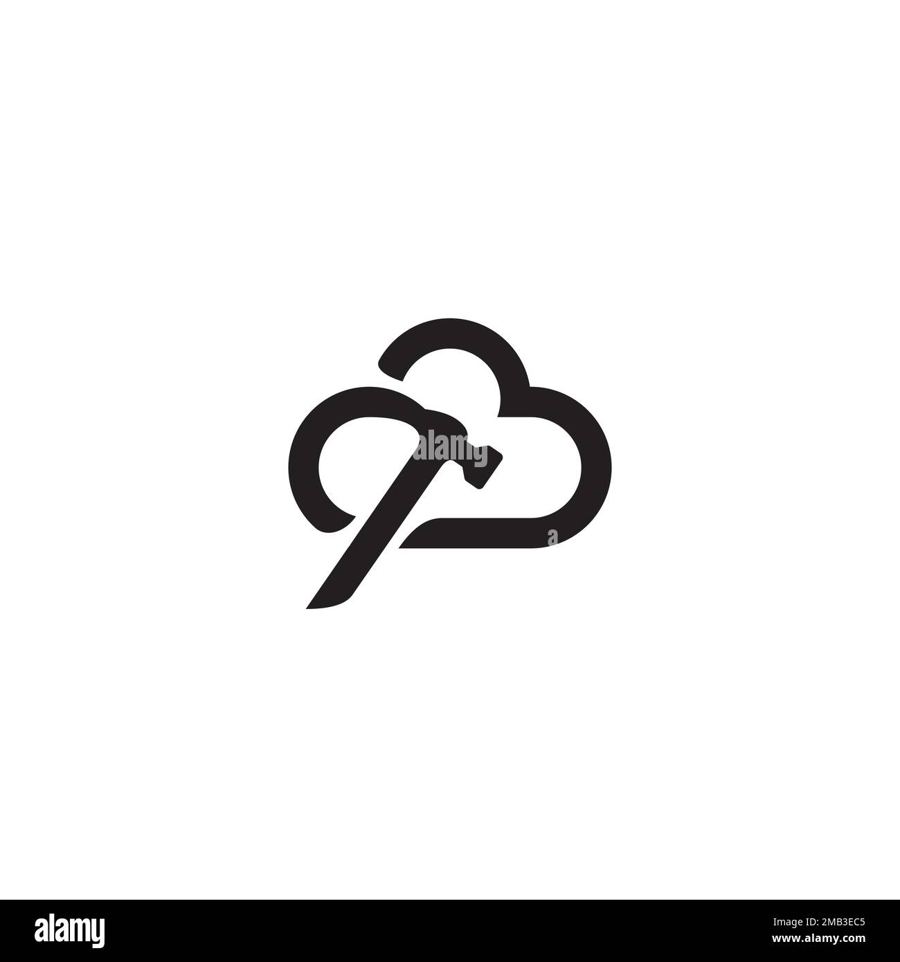 Wolken- und Hammer-Logo oder Icon-Design Stock Vektor