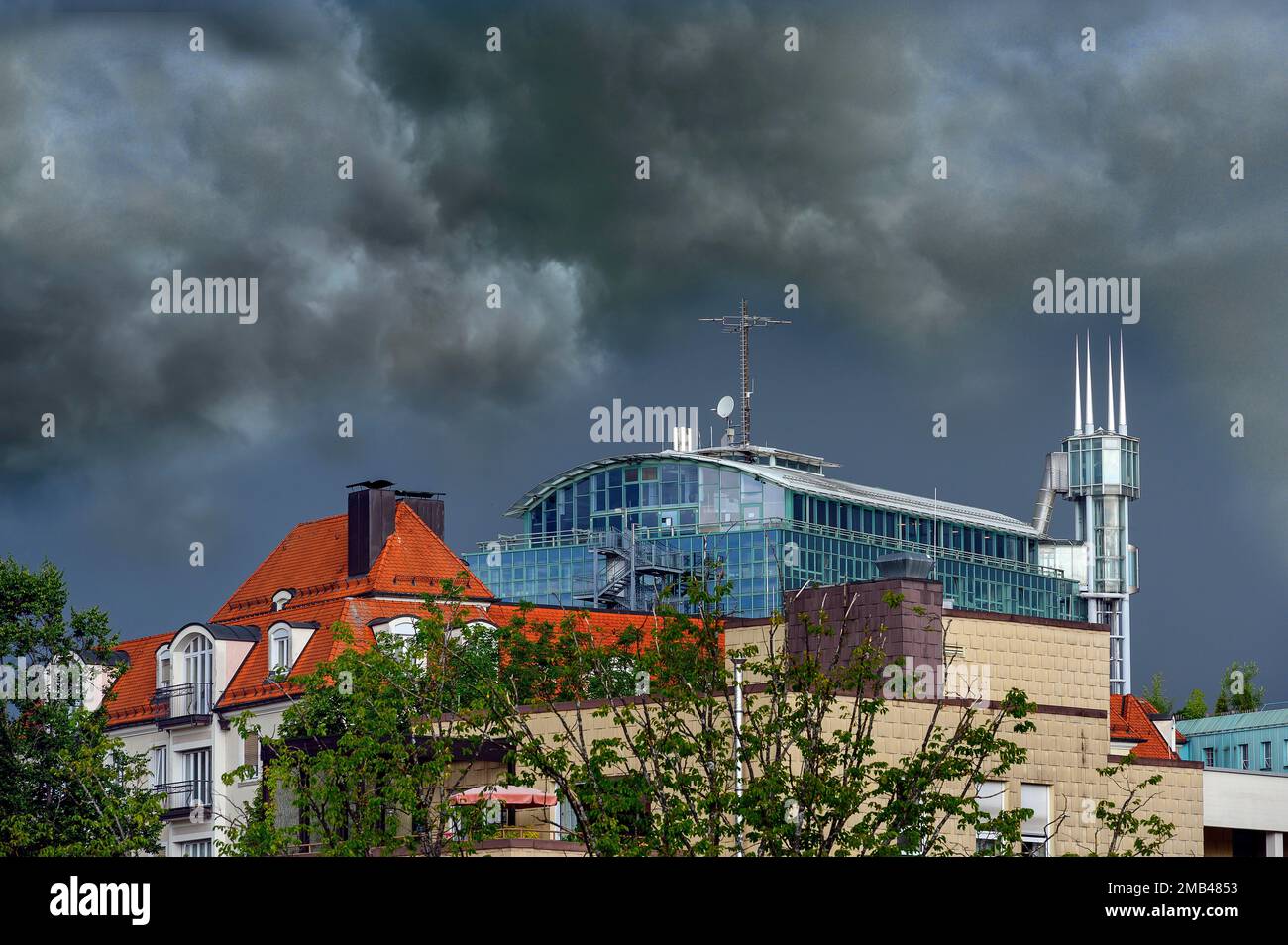 Modernes Gebäude, MySkylounge, Kempten, Allgaeu, Bayern, Deutschland Stockfoto