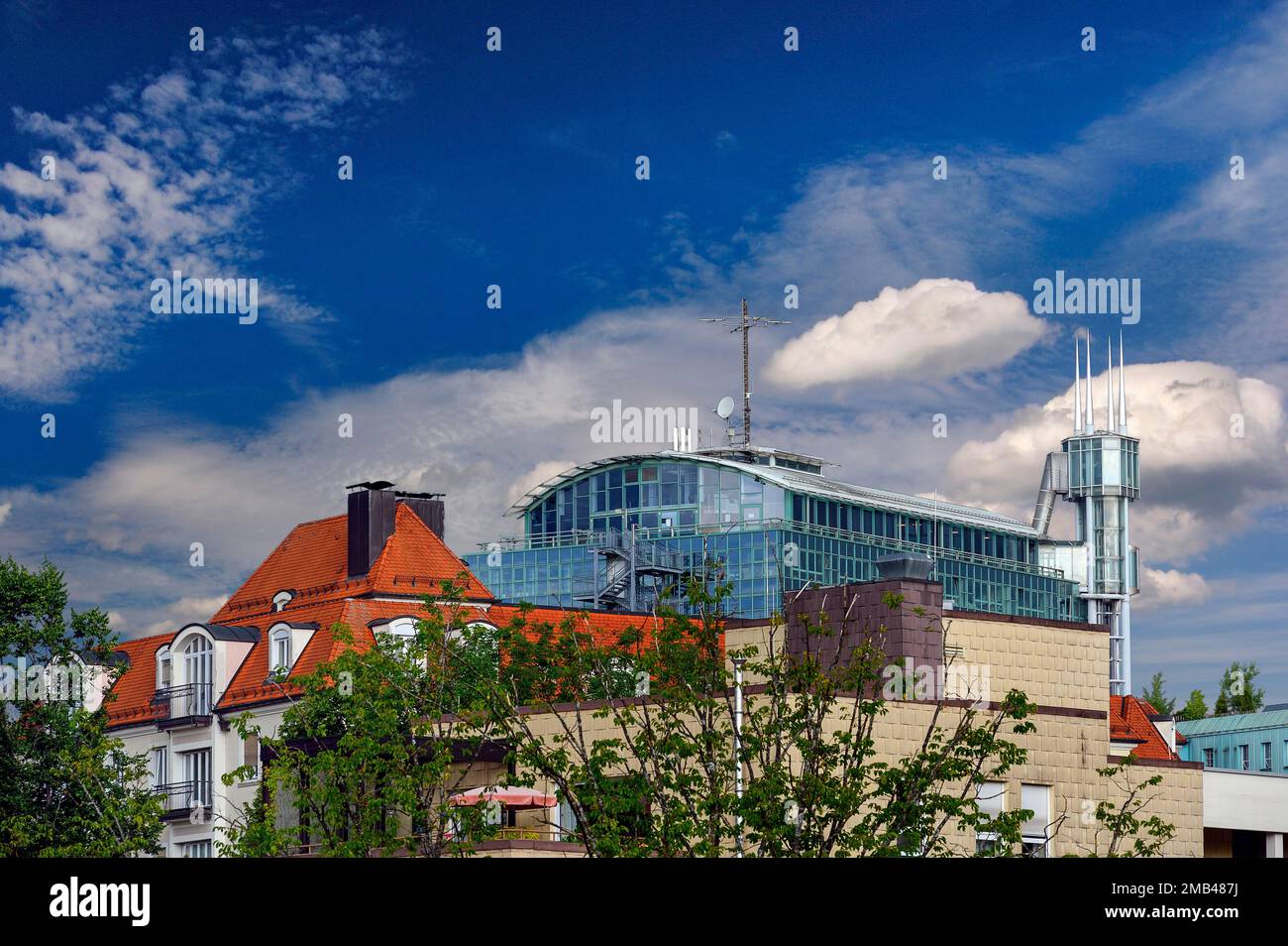 Modernes Gebäude, MySkylounge, Kempten, Allgaeu, Bayern, Deutschland Stockfoto