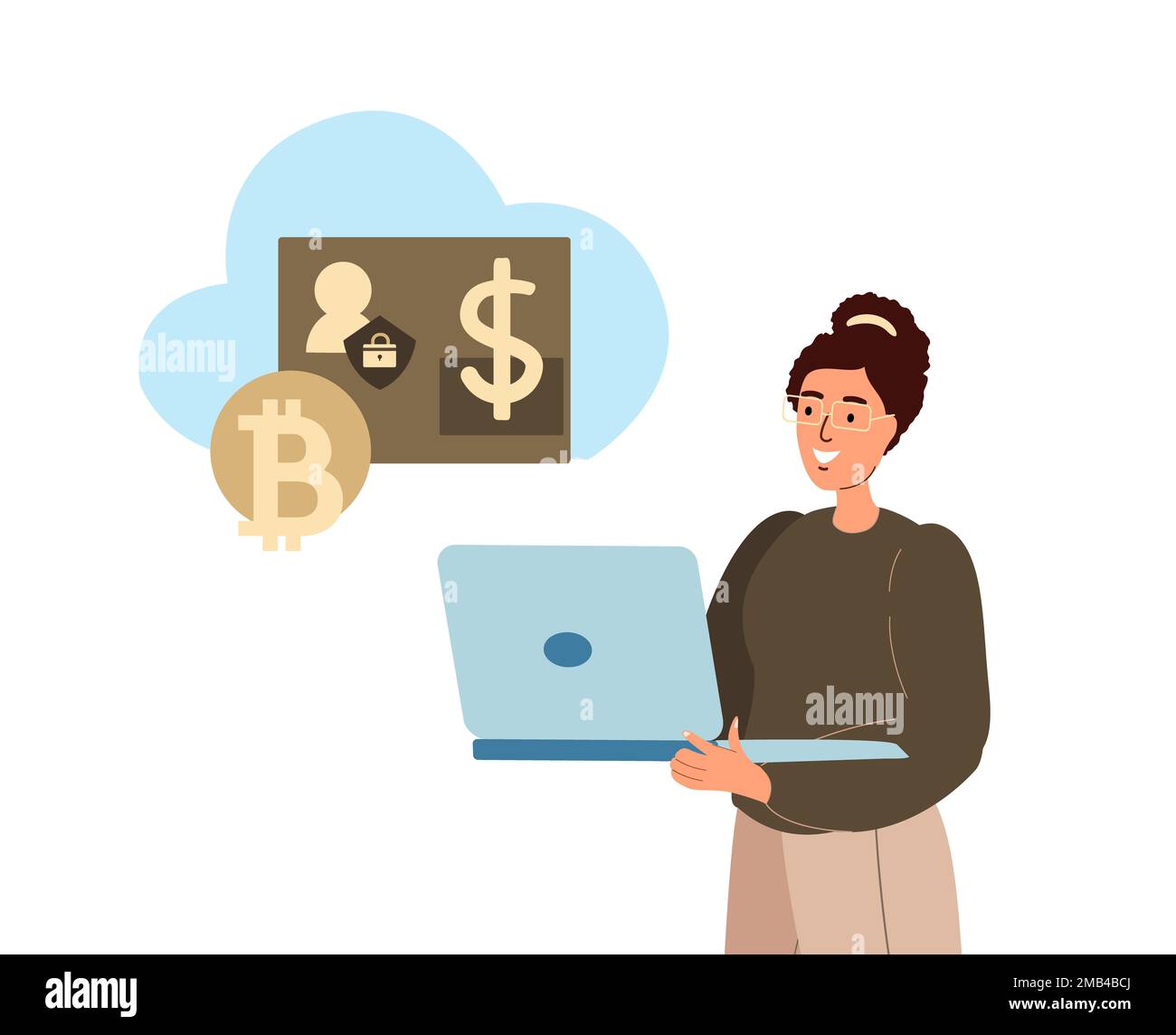 Bitcoin Smart Contract Deal.Business Woman macht einen geschützten  Cryptocurrency Deal mit Laptop.Innovation Technology Agreement Business  Concept.Crypto S Stockfotografie - Alamy