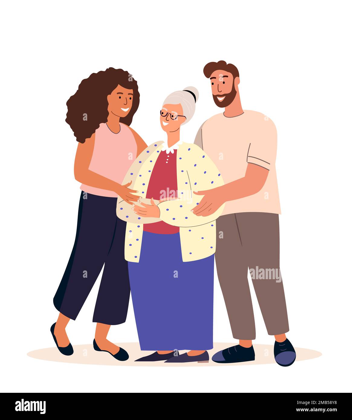 Glückliche Erwachsene Kinder umarmen alte Mutter Gefühl der Liebe ...