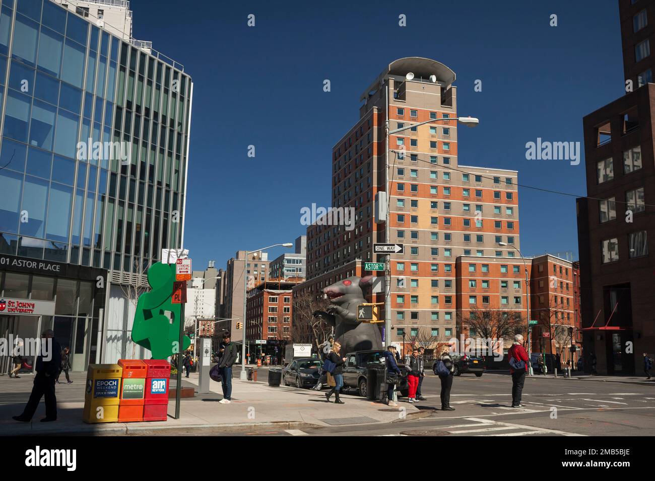 Astor Place Fußgängerüberquerung in Manhattan, New York Stockfoto