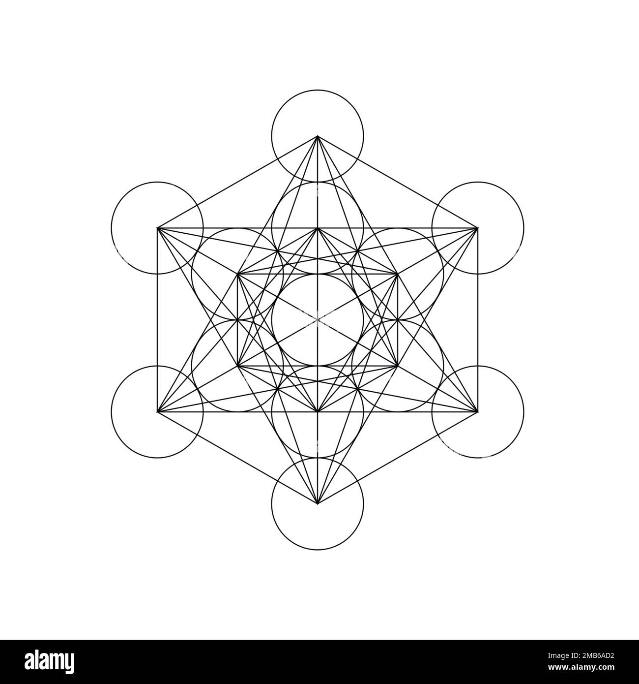 Metatron-Symbol isoliert auf weißem Hintergrund. Das Konzept des heiligen Geometriesymbols Stockfoto