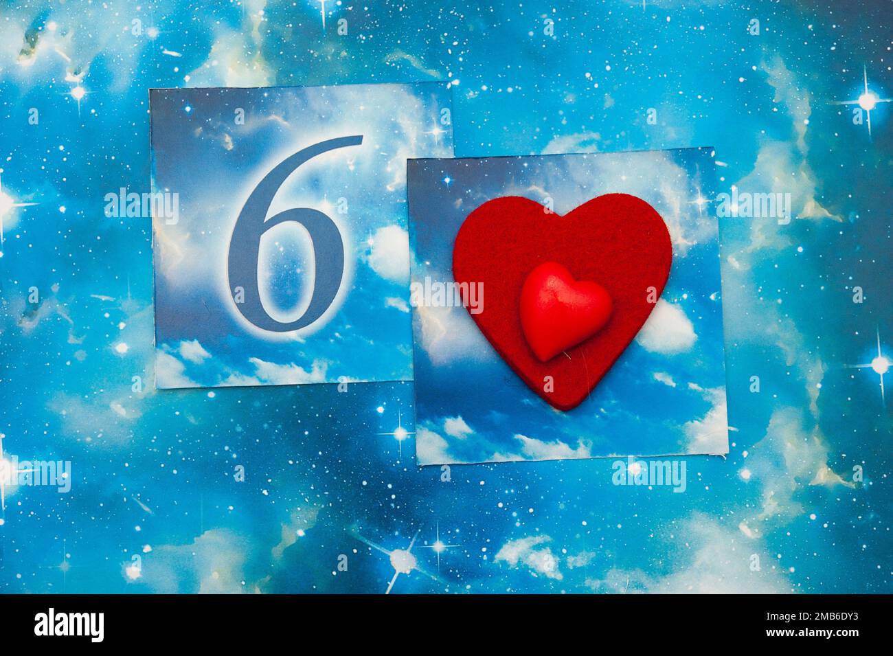 Liebe und Numerologie, Nummer sechs Stockfoto