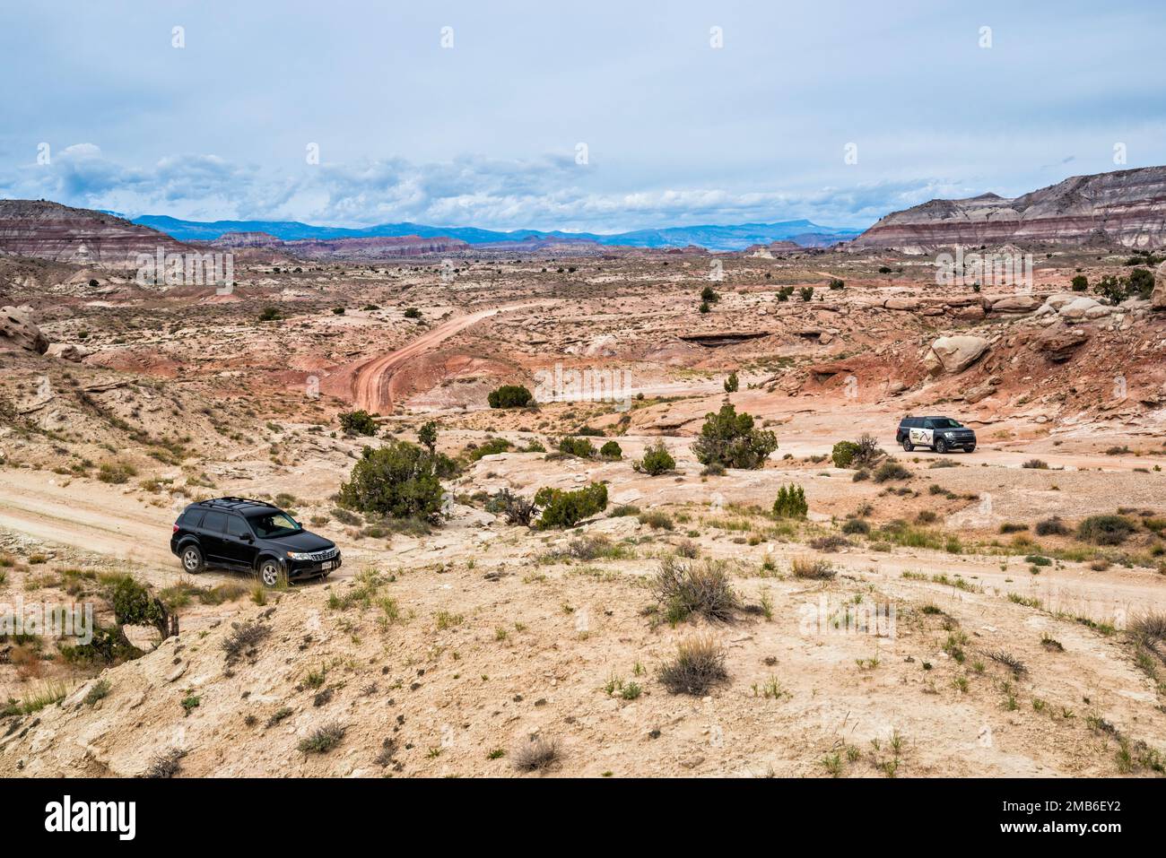 Cathedral Valley Road, Caineville Wash, Middle Desert, in der Nähe des Capitol Reef National Park, Utah, USA Stockfoto