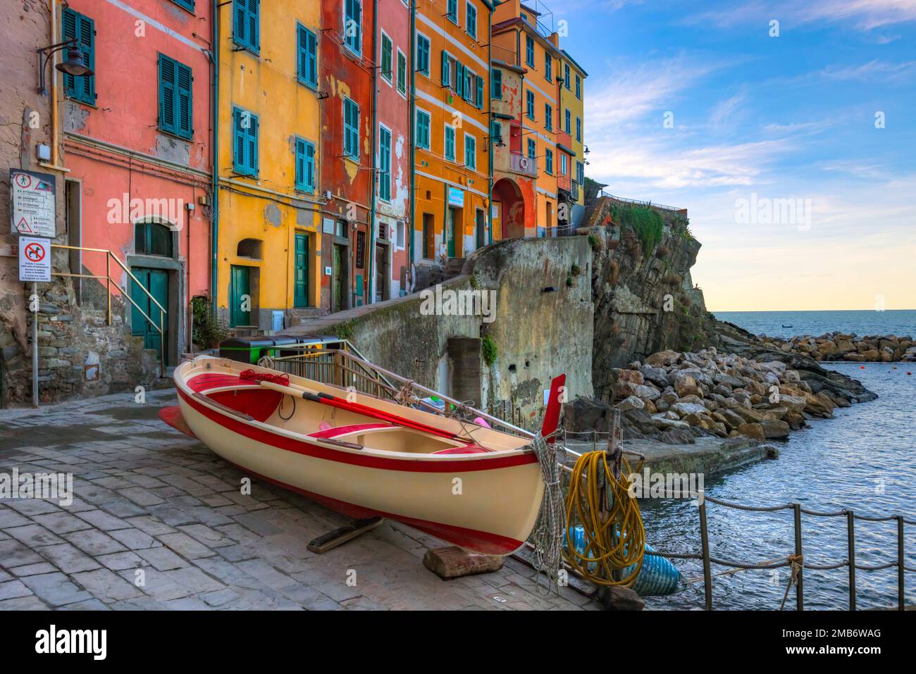 Riomaggiore Cinque Terre, Ligurien, Italien Stockfoto