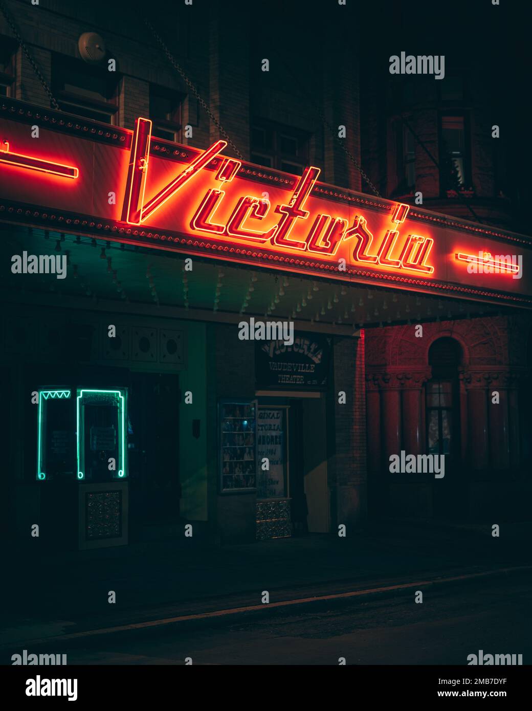 Victoria Theater Vintage Neonschild, Wheeling, West Virginia Stockfoto