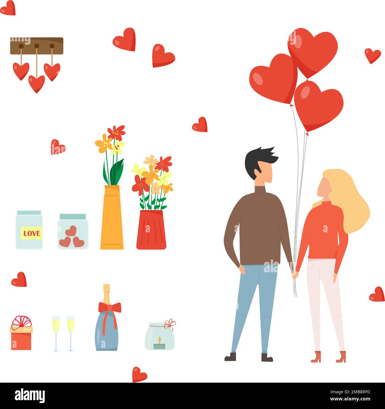 Romantische Ikonen. Liebesdate. Valentinstag Stock Vektor