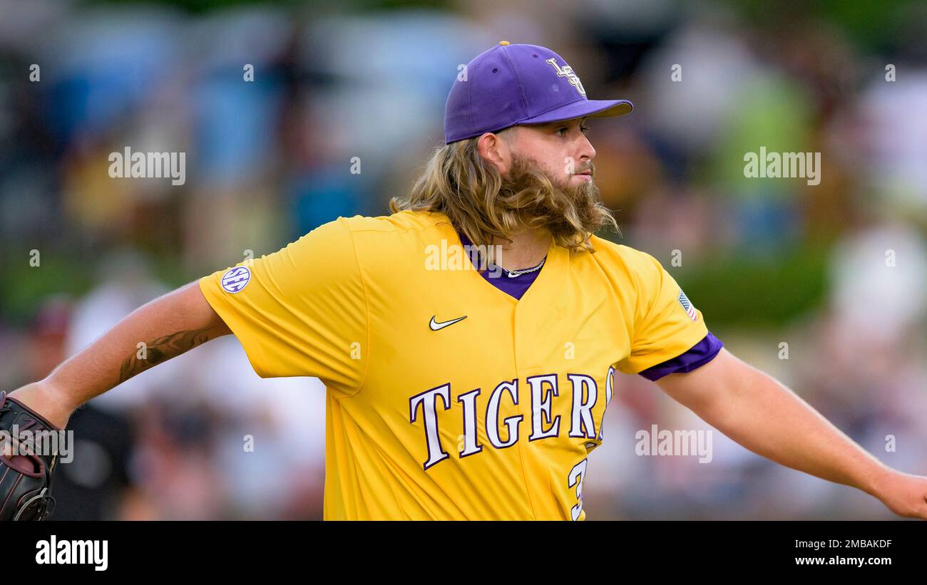 LSU pitcher Riley Cooper (38) throws against Kennesaw St. during an