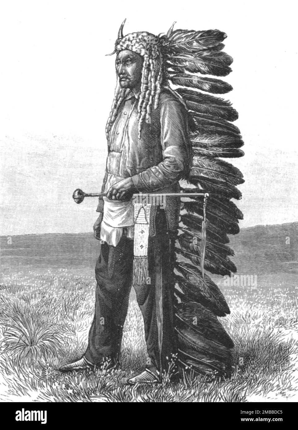 „The Threatened Rising of American Indians; Sitting Bull, Chief of the Sioux Indians“, 1890. Aus „The Graphic. An Illustrated Weekly Newspaper“, Band 42. Juli bis Dezember 1890. Stockfoto