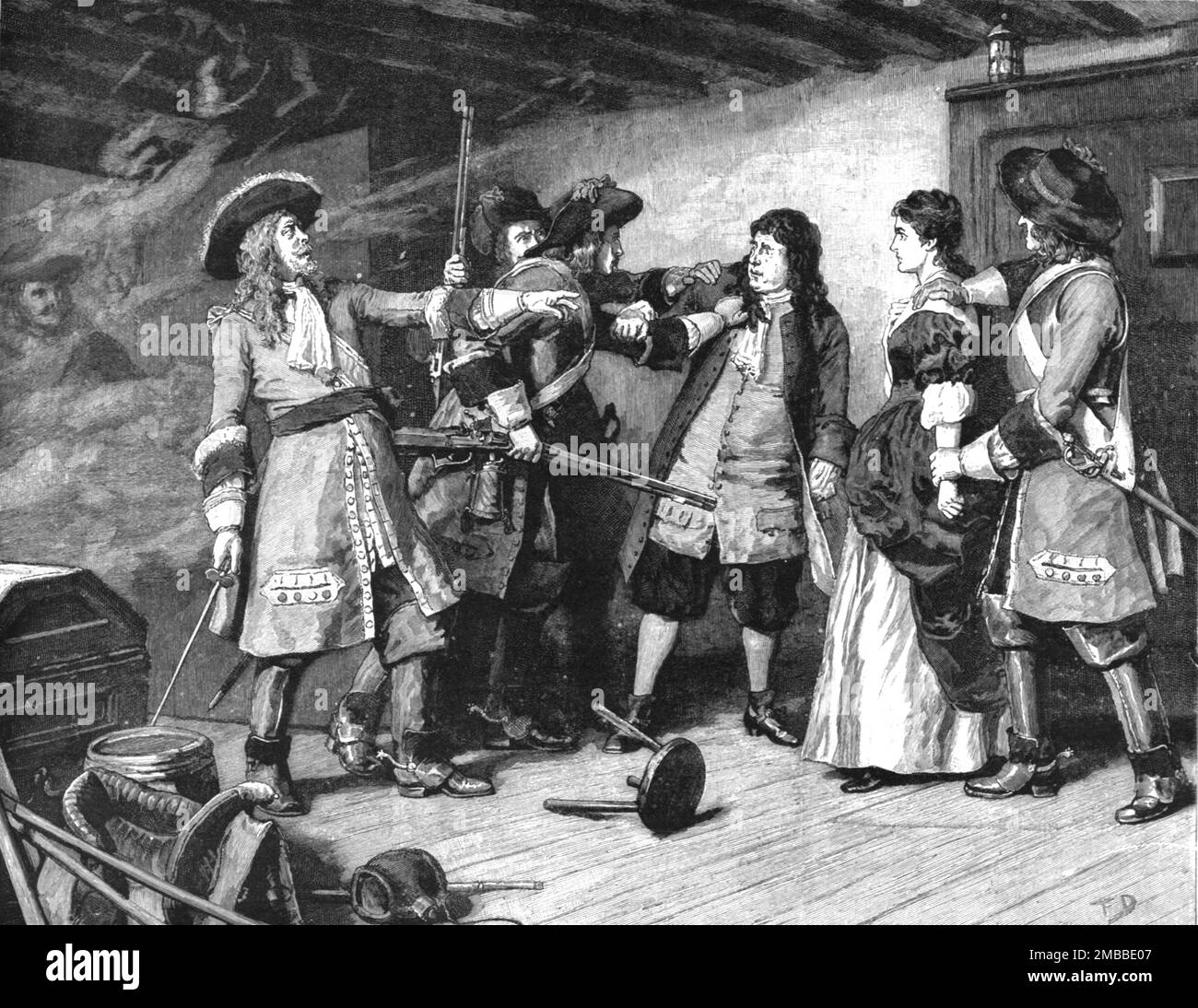 ''"Urith: A Tale of Dartmoor", von S. Baring Gould, M. A.; im nächsten Moment waren sie und die Solomon Gills in den Händen der Soldaten", 1890. Aus „The Graphic. An Illustrated Weekly Newspaper“, Band 42. Juli bis Dezember 1890. Stockfoto