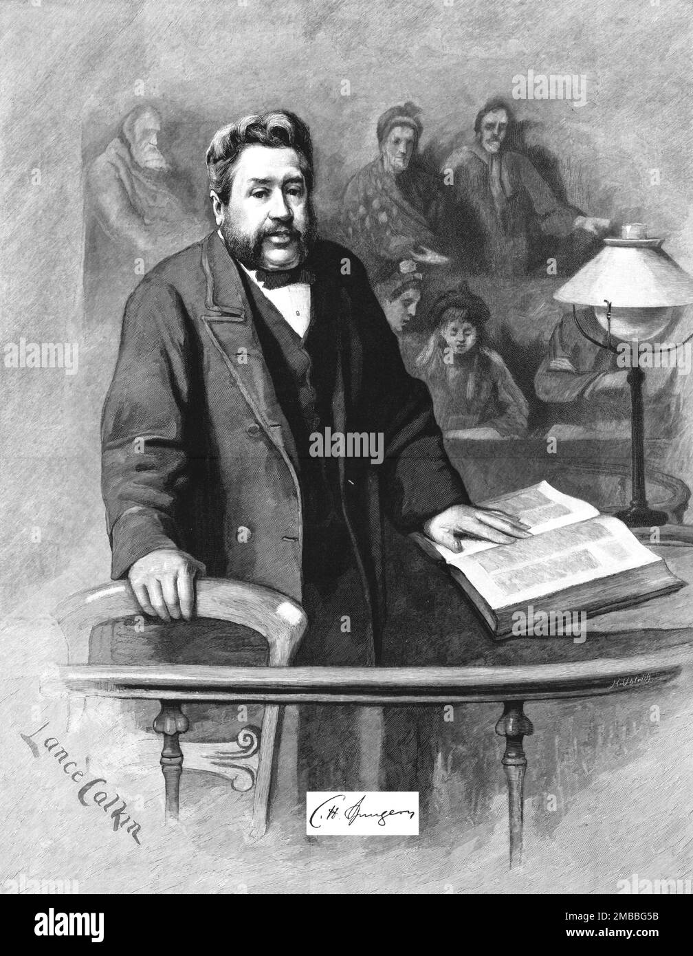 "'Berühmtheiten des Tages -- der Reverend Charles Haddon Spurgeon; Pastor des Metropolitanischen Tabernakels", 1890. Aus „The Graphic. An Illustrated Weekly Newspaper“, Band 42. Juli bis Dezember 1890. Stockfoto