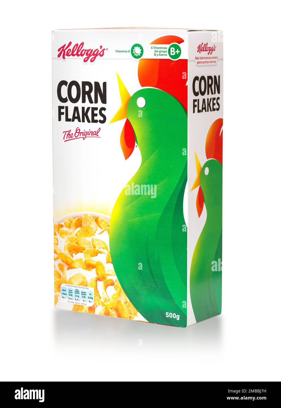 Mallorca, Spanien - April27, 2016: Kellogg's Corn Flakes Original Frühstückscerealien. Amerikanisches multinationales Lebensmittelunternehmen. Hauptquartier Batt Stockfoto