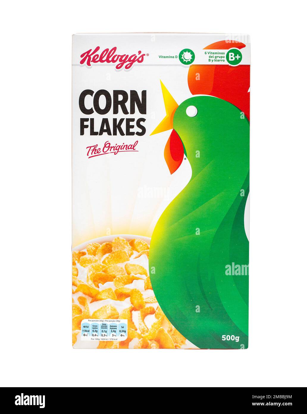 Mallorca, Spanien - April27, 2016: Kellogg's Corn Flakes Original Frühstückscerealien. Amerikanisches multinationales Lebensmittelunternehmen. Hauptquartier Batt Stockfoto