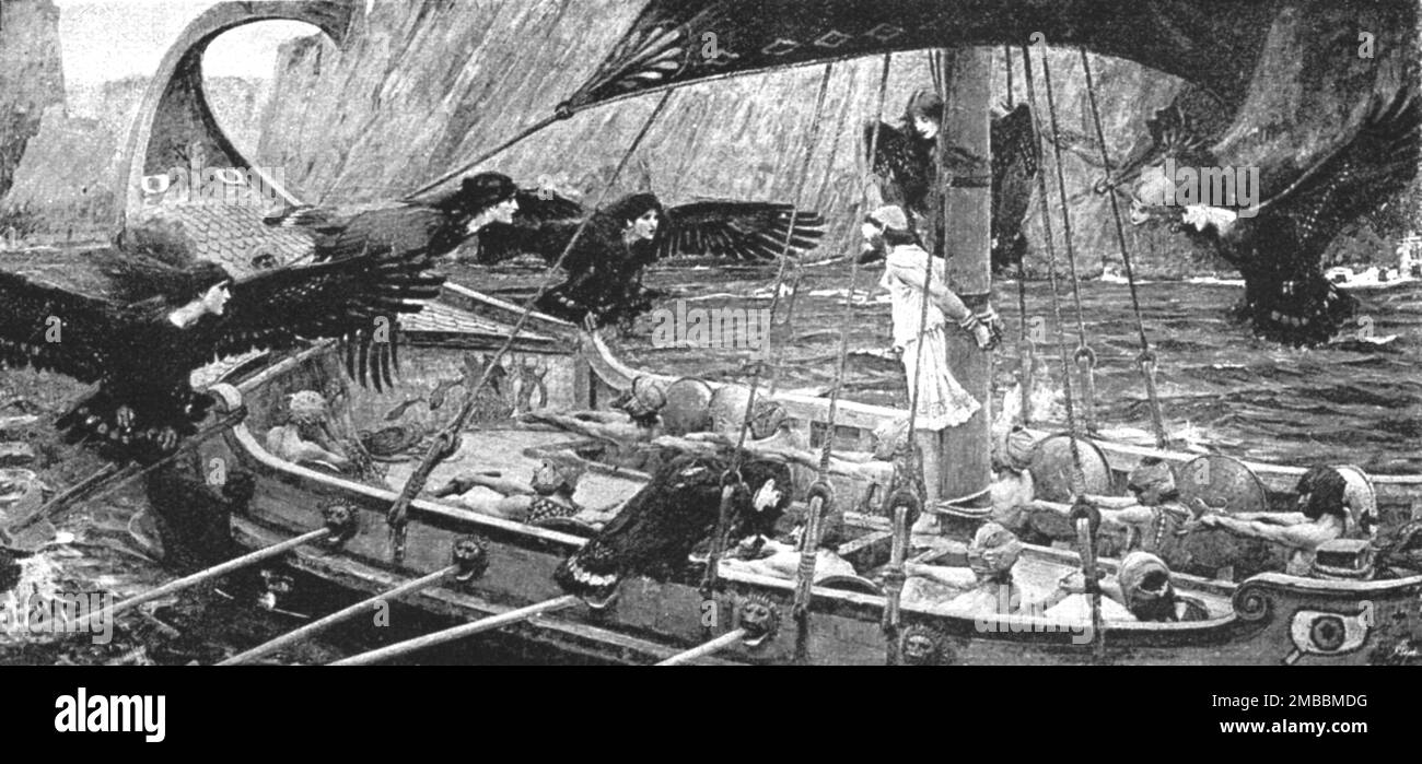 "Bilder des Jahres - VIII "Odysseus und die Sirenen", nach JW Waterhouse, ARA, 1891. Aus „The Graphic. An Illustrated Weekly Newspaper“, Band 44. Juli bis Dezember 1891. Stockfoto