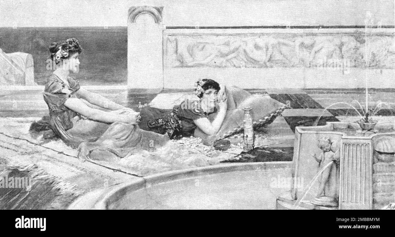 „Bilder des Jahres – IX "Liebe in Faulheit", nach L Alma Tadema, RA, 1891. Aus „The Graphic. An Illustrated Weekly Newspaper“, Band 44. Juli bis Dezember 1891. Stockfoto