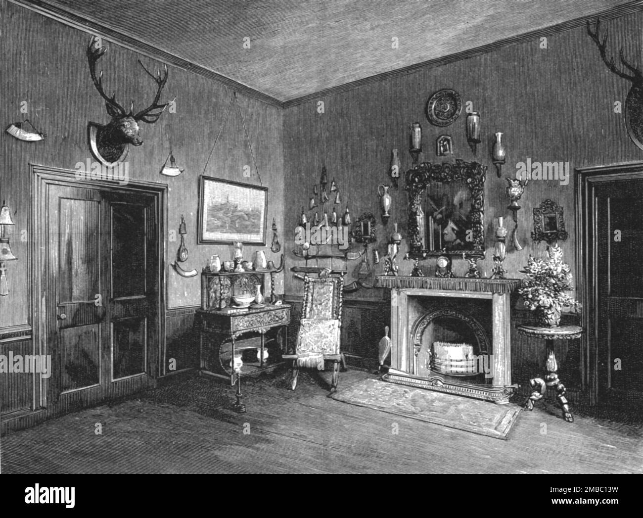 „Die Heimat von TRH Prince und Prinzessin Christian, The Ante Room, Cumberland Lodge“, 1891. Aus „The Graphic. An Illustrated Weekly Newspaper“, Band 44. Juli bis Dezember 1891. Stockfoto