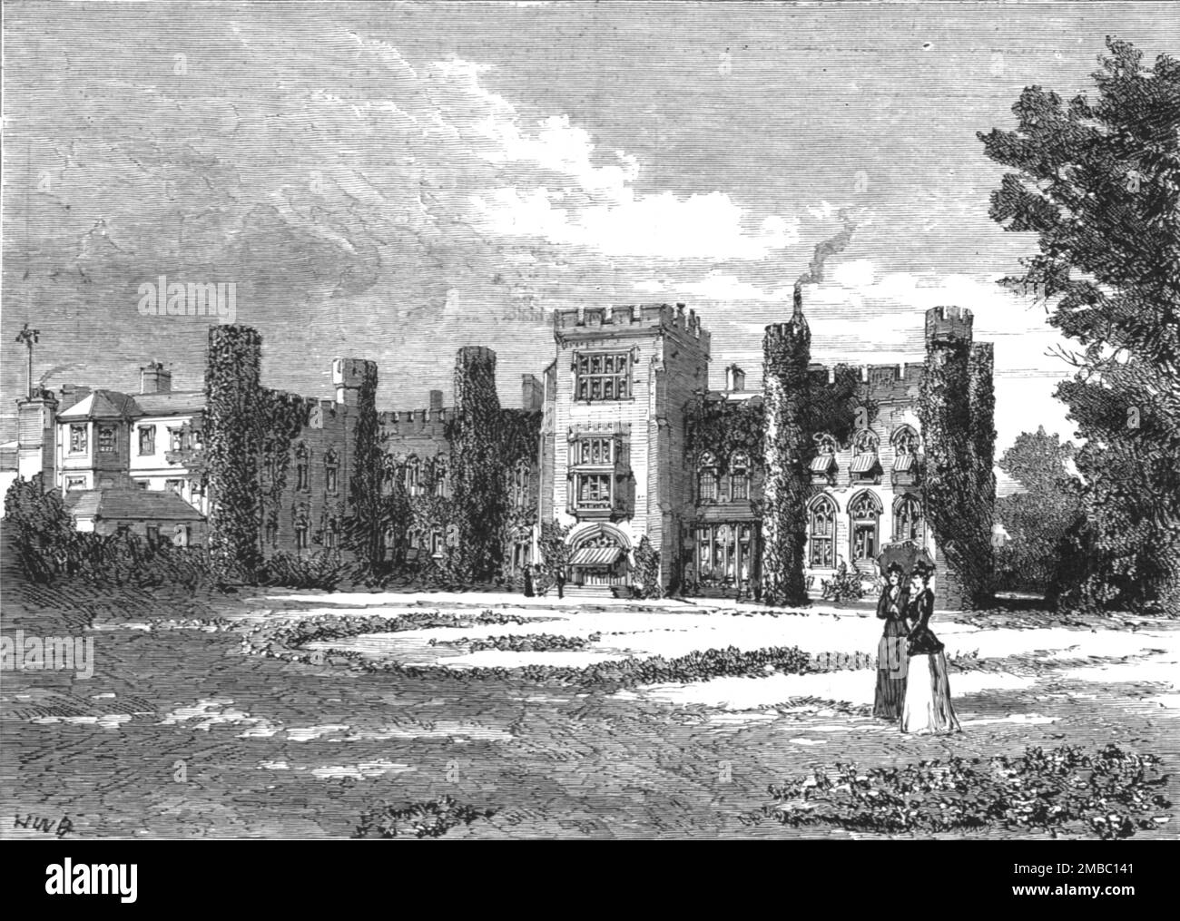 „Die Heimat von TRH Prince und Prinzessin Christian, The Exterior, Cumberland Lodge“, 1891. Aus „The Graphic. An Illustrated Weekly Newspaper“, Band 44. Juli bis Dezember 1891. Stockfoto