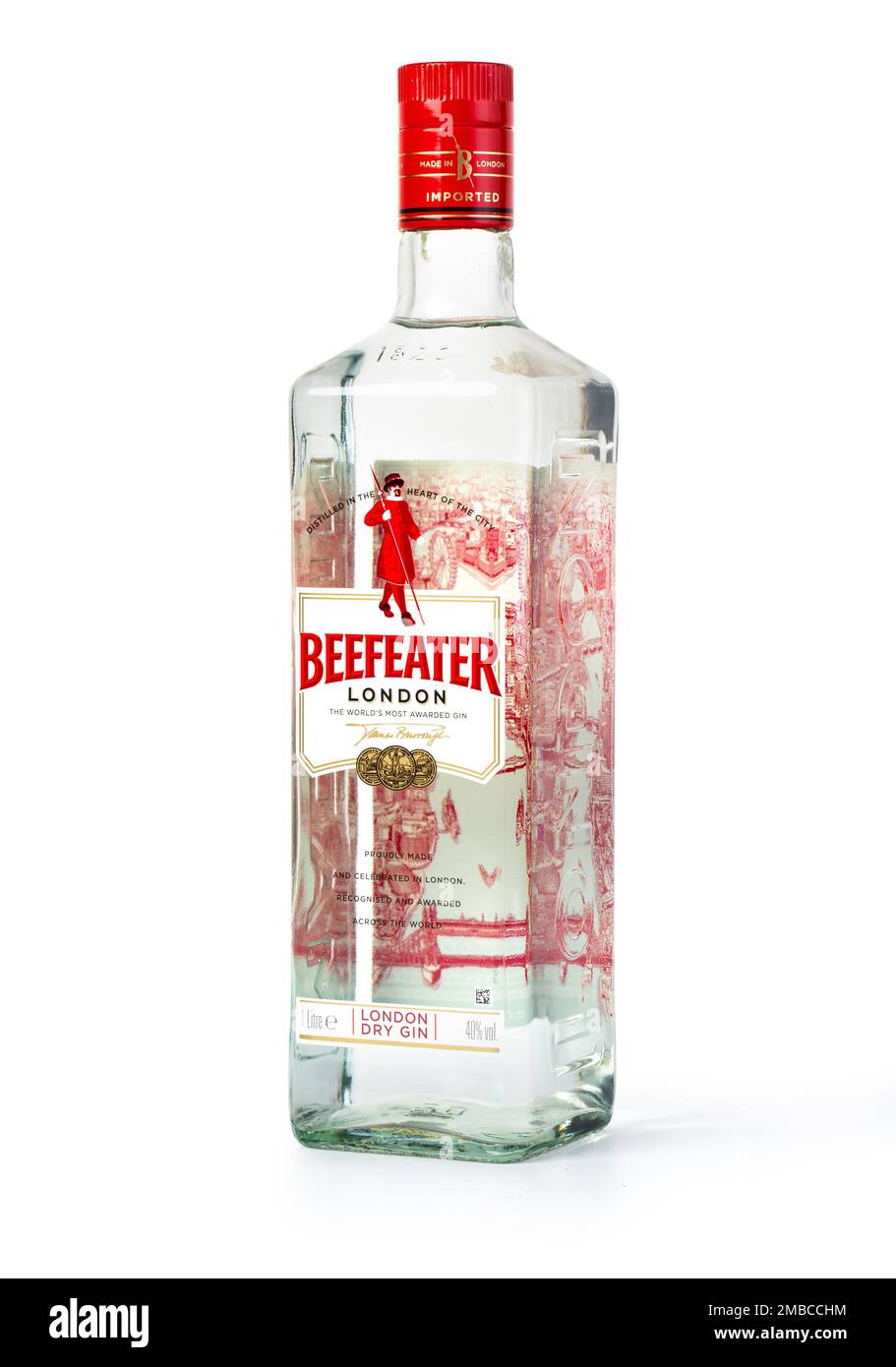 Chisinau, Moldawien 15. April 2019: Beefeater Gin ist eine Gin-Marke im Besitz von Pernod Ricard, die im Vereinigten Königreich von der Firma Jam abgefüllt und vertrieben wird Stockfoto