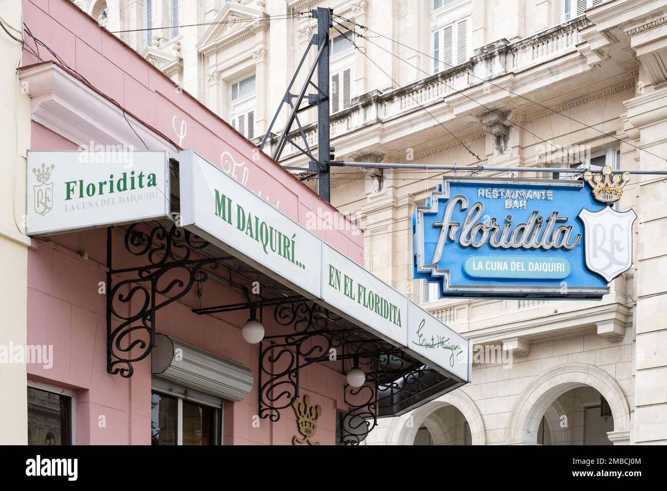 Details der Schilder am ursprünglichen El Floridita, Havanna, Kuba Stockfoto