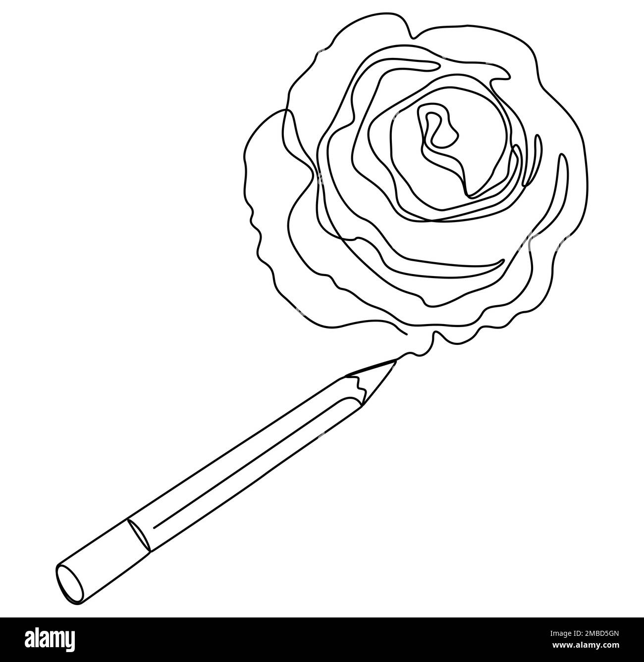 Eine durchgehende Rose-Linie, mit einem Bleistift gezeichnet. Vektorkonzept zur Darstellung dünner Linien. Kontur Zeichnen kreativer Ideen. Stock Vektor