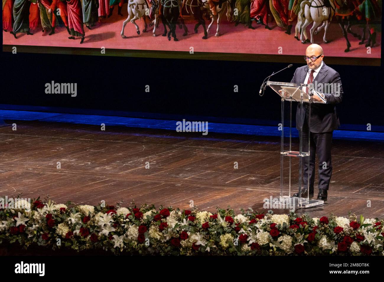 Teatro Donizetti, Bergamo, Italien, 20. Januar 2023, Gennaro Sangiuliano, Kulturminister während Bergamo Brescia, italienische Kulturhauptstadt 2023 - Institutionelle Eröffnung - Nachrichtenkredit: Live Media Publishing Group/Alamy Live News Stockfoto