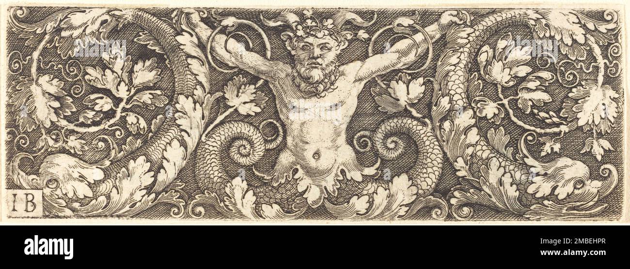 Schmuck mit fantastischem Satyr und Delfinen. Stockfoto