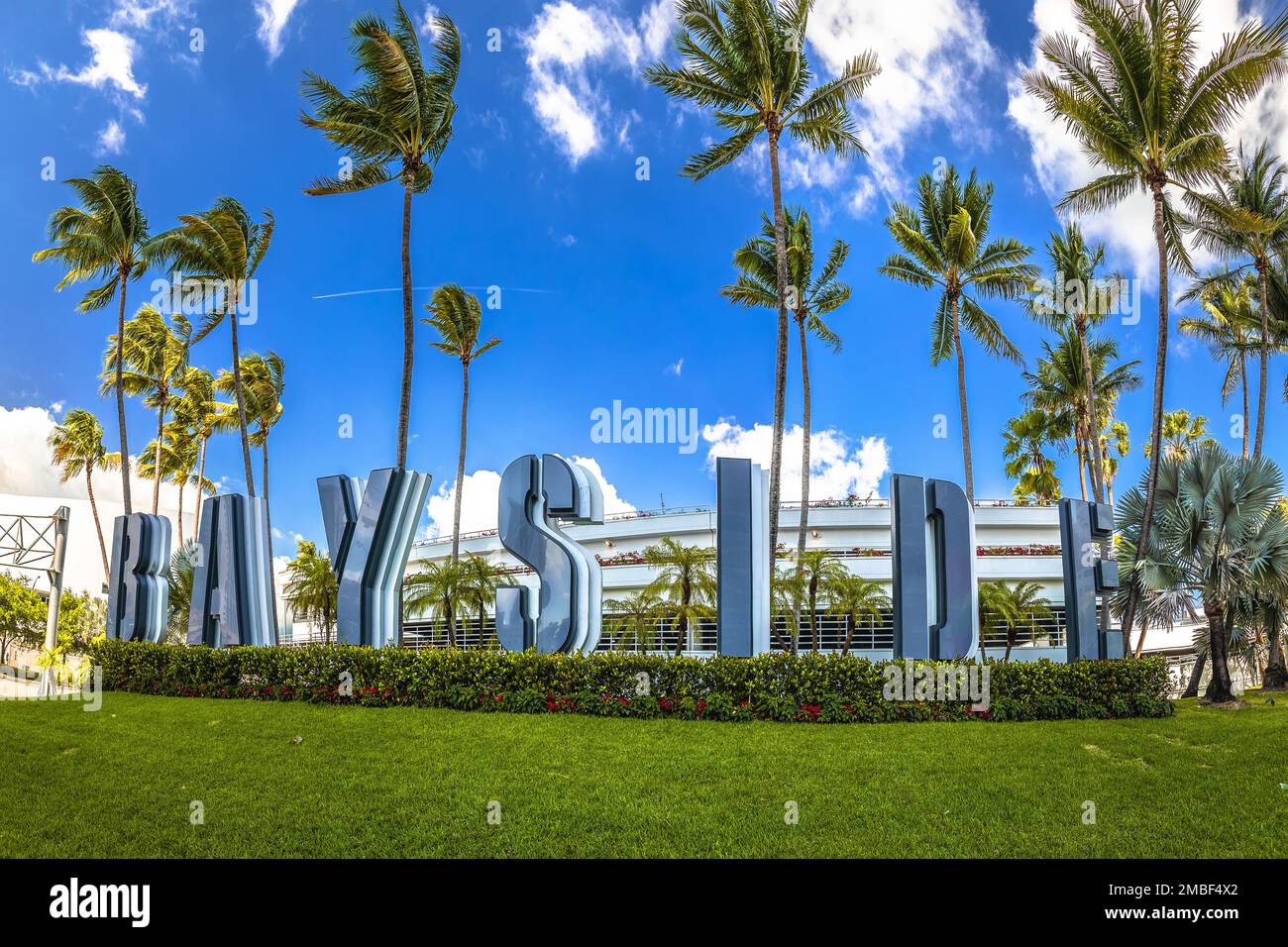 Blick auf die Bayside Area of Miami, Bundesstaat Florida, USA Stockfoto