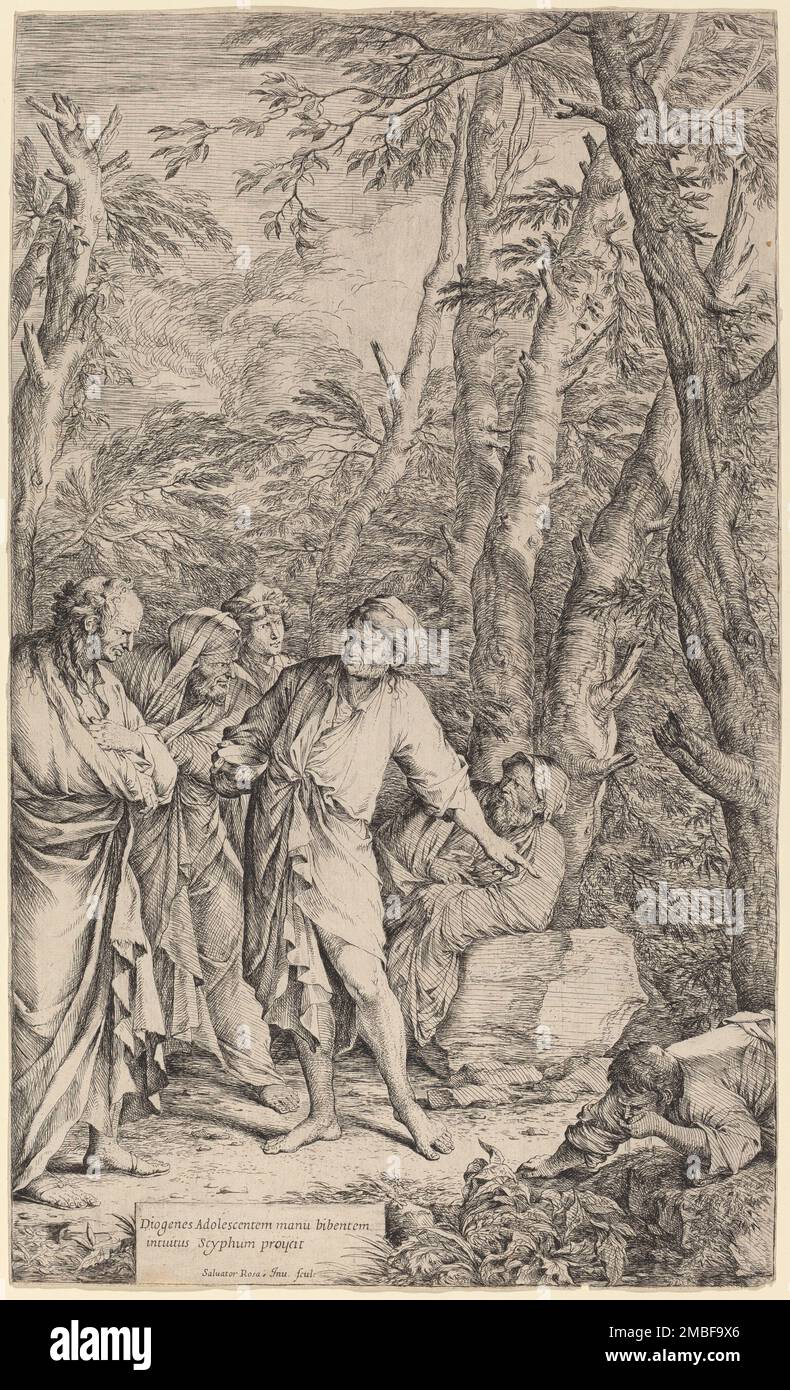 Diogenes, die seine Schale wegwerfen, 1662. Stockfoto