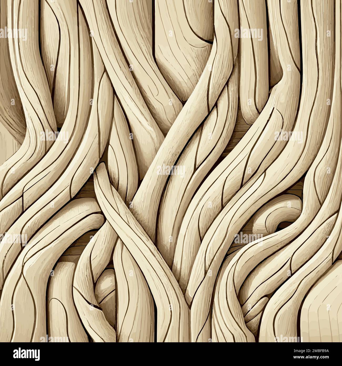 Strukturierter, heller Korbholzhintergrund mit Knoten – Vektordarstellung Stock Vektor