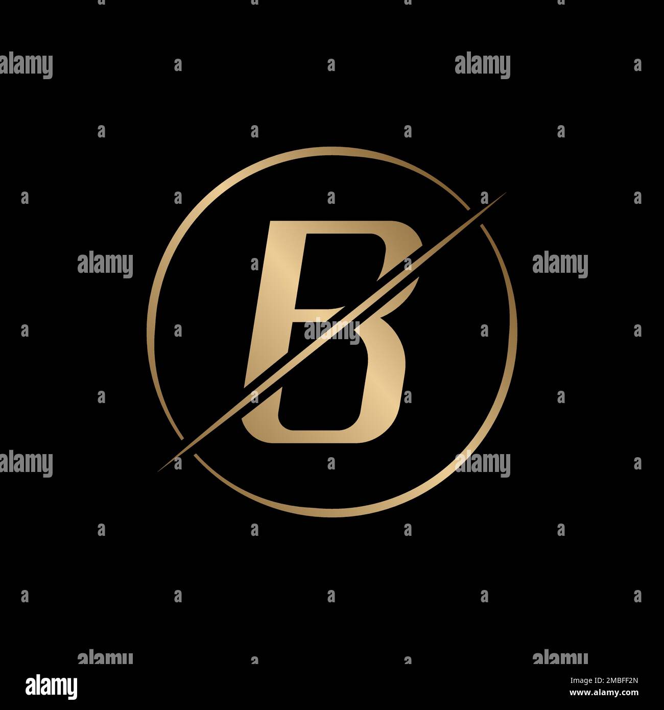 Abgeschnittenes Logo mit Buchstabe B und Kreisform. Vektorvorlage für modernes kreatives B-Logo-Design. Elegantes Identitätsdesign In Goldfarben. Stock Vektor