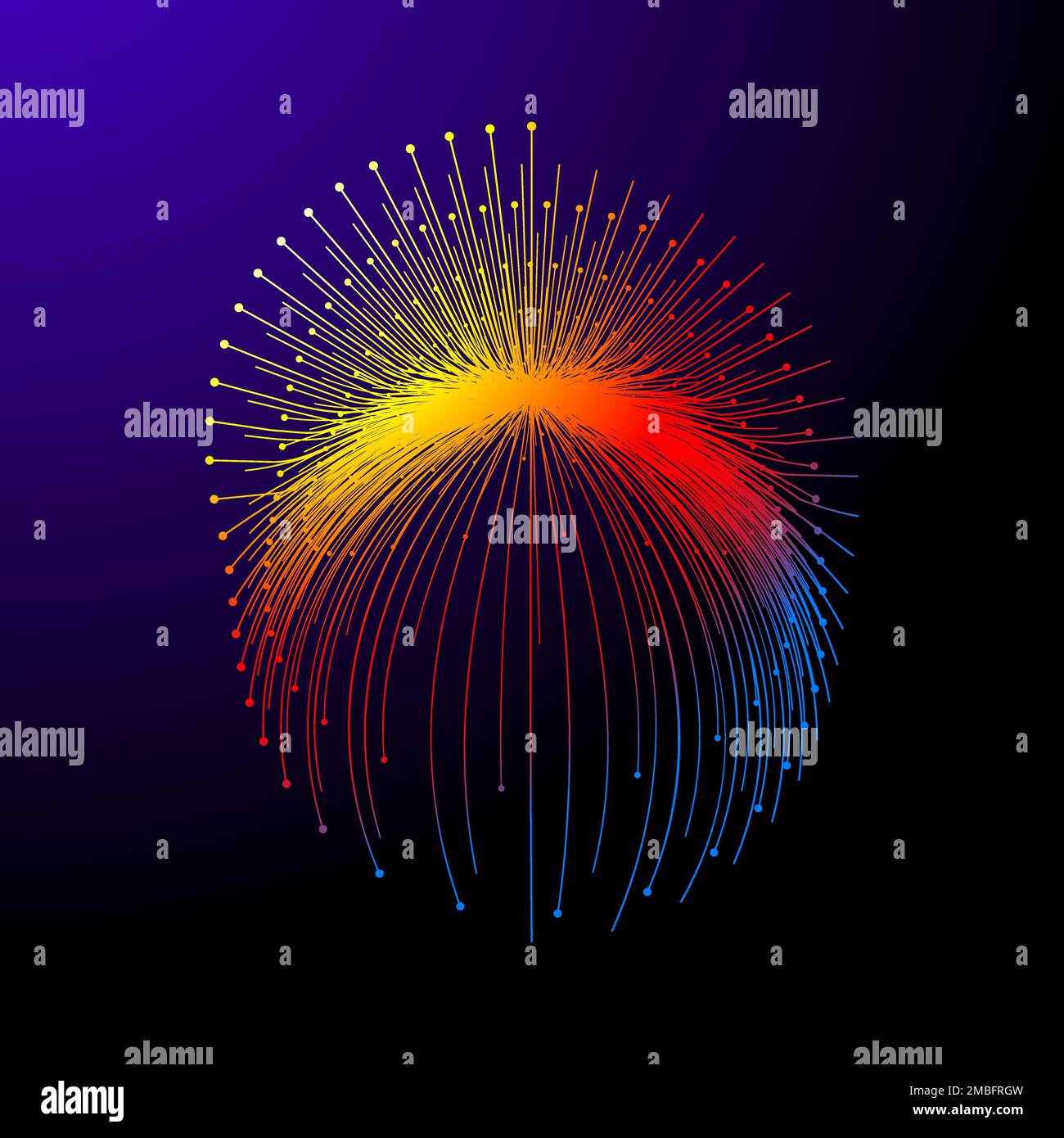 Feuerwerk, fantastisches digitales Tier, Quallen. Grafisches Verlaufselement des Vektors Stock Vektor