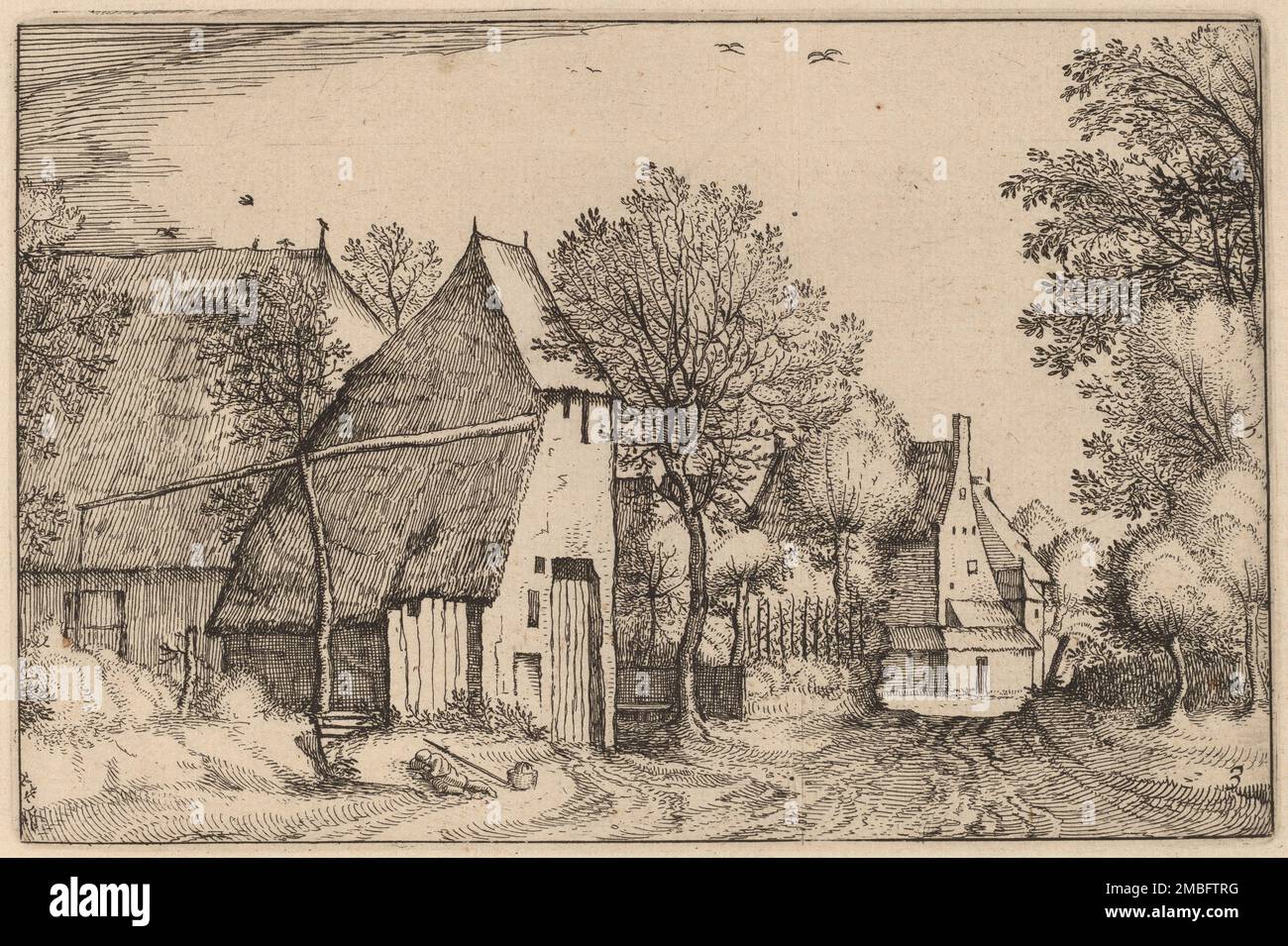 Village Road, veröffentlicht 1612. Stockfoto