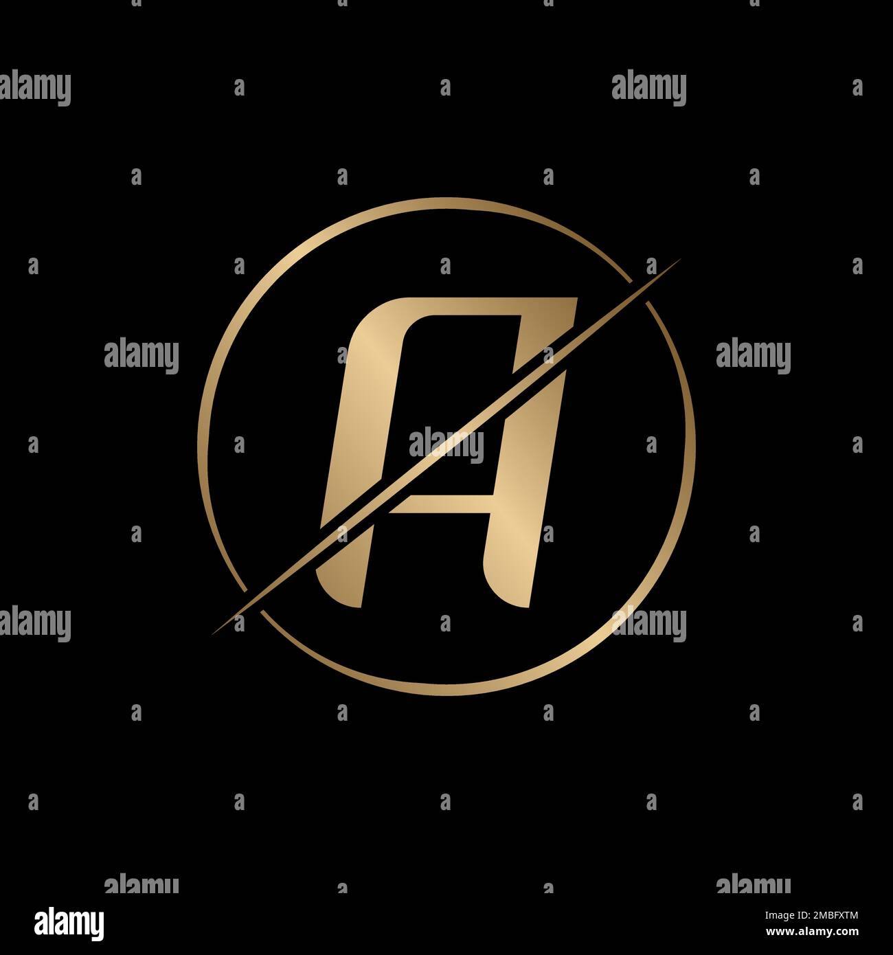 Geschlitzter Buchstabe Ein Logo mit Kreisform. Modern Creative A Logo Design Vector Template. Elegantes Identitätsdesign In Goldfarben. Stock Vektor
