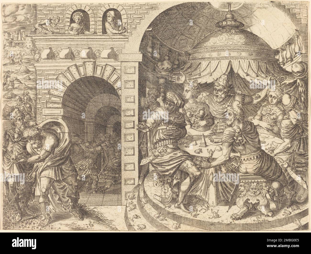 Pharao und die Pest der Frösche. Stockfoto