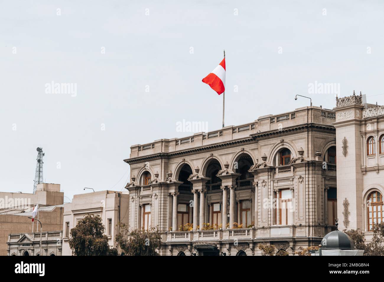 Lima, Peru - 20. Januar 2023: Proteste auf den Straßen von Lima Stockfoto