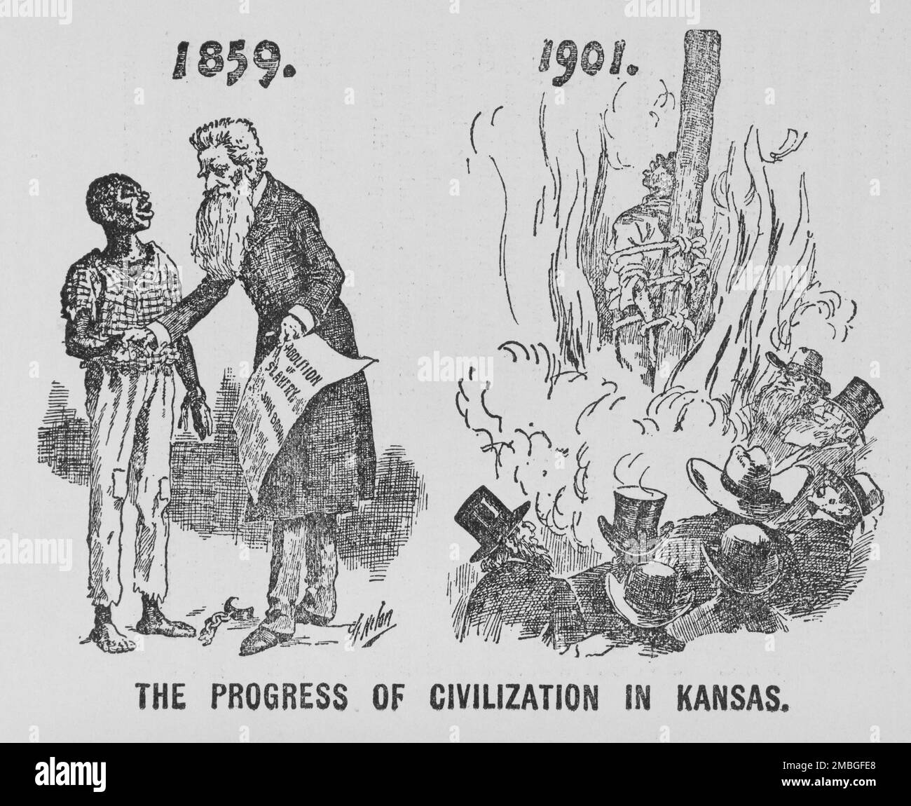 Der Fortschritt der Zivilisation in Kansas 1897. Stockfoto