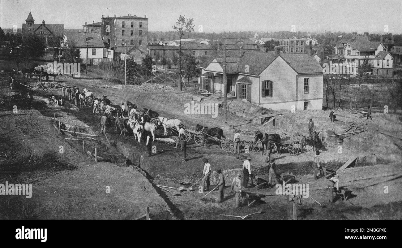 Grabungsgrundlage für ein neues Gebäude auf dem Gelände des Instituts, 1904. Stockfoto